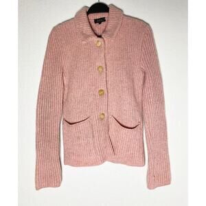 A.P.C. Women's Button Front Heavy Knit Cardigan Sweater Pockets Dusty Pink NWOT